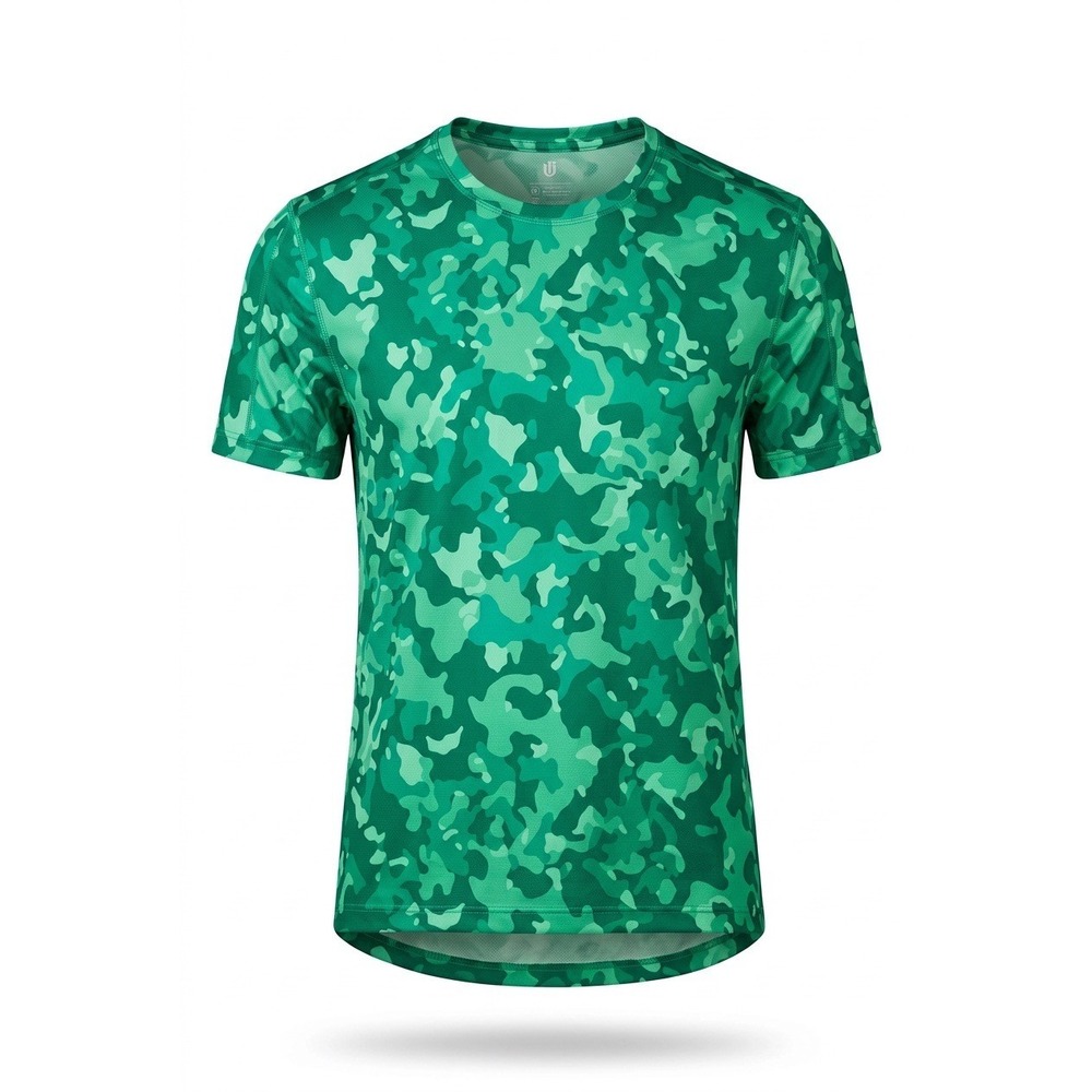 Ideology Mens Performance Tee Bold Emerald Green Camo Shirt 100130330MN Large